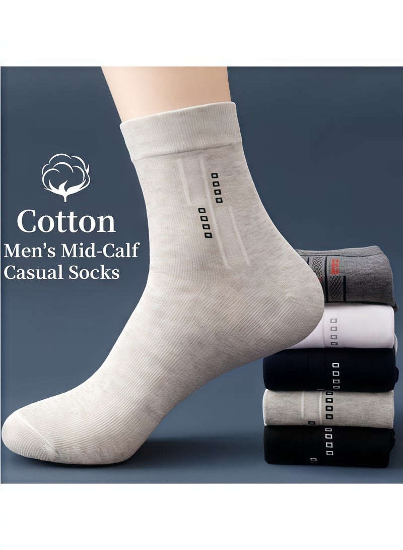 Lesha 5 Pairs Men's 100 % Cotton Crew Socks - Comfortable, Durable, Mid - Calf, Moisture Wicking Breathable Socks, Dress Socks for Business and Casual - Image 5